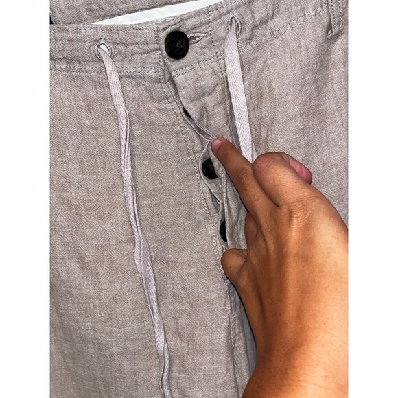 Perry Ellis Tan Linen-Blend Casual Drawstring&Button Fly Men's Pants Size 36x32 - Picture 4 of 12